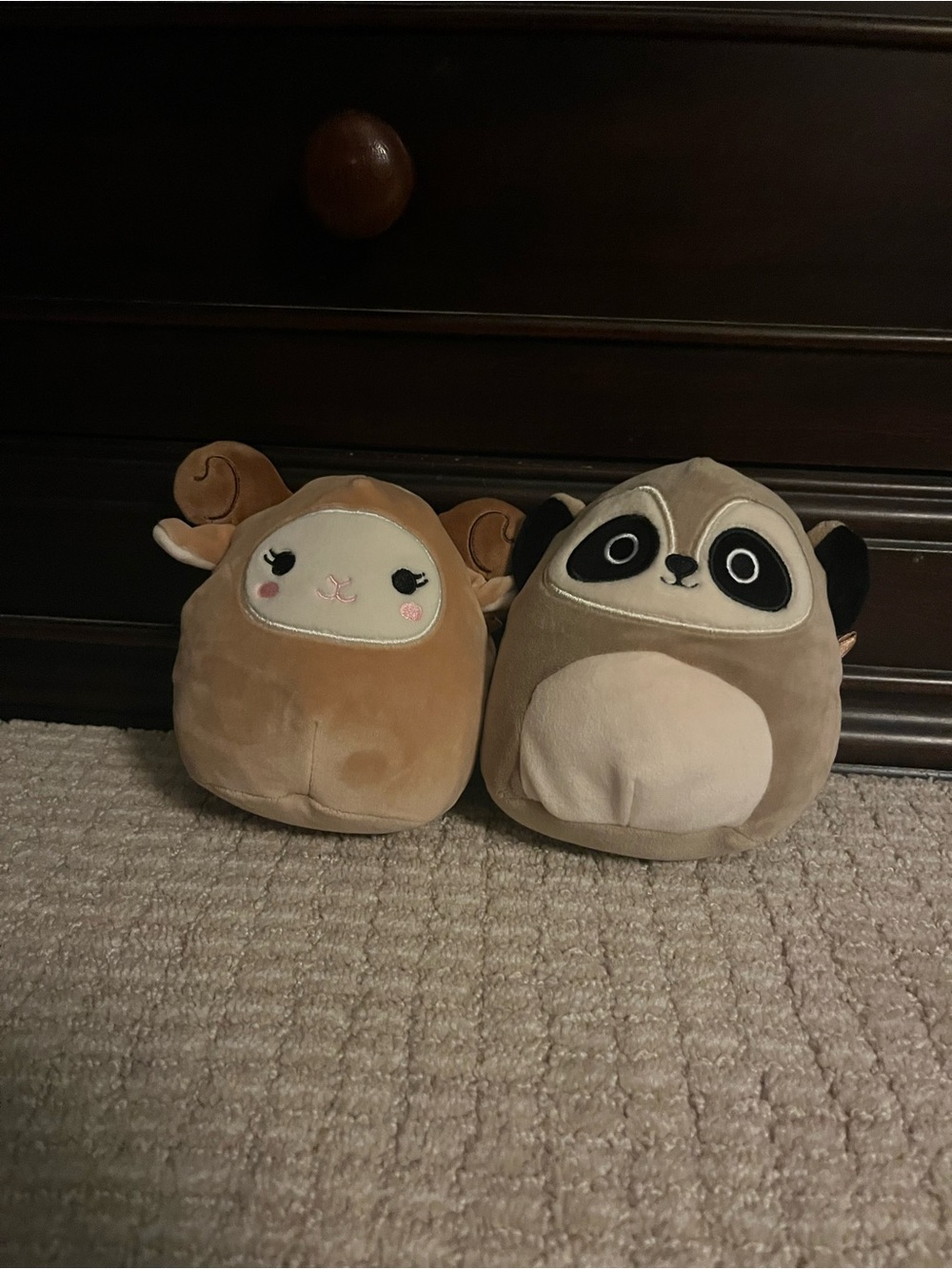 Squishmallows Brown Lamb and Tan Panda Plush Pair
